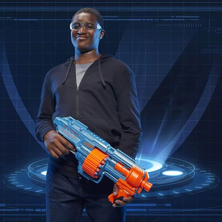 Nerf 'Elite 2.0 Shockwave RD-15' Blaster, ab 8 Jahren, Reichweite 27 m, hellblau/orange – Bild 11