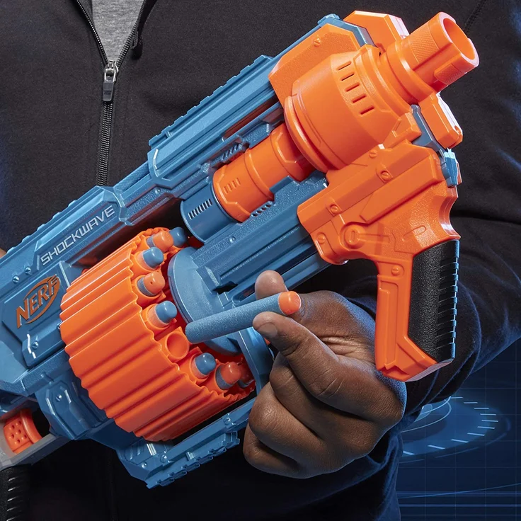 Nerf 'Elite 2.0 Shockwave RD-15' Blaster, ab 8 Jahren, Reichweite 27 m, hellblau/orange – Bild 3