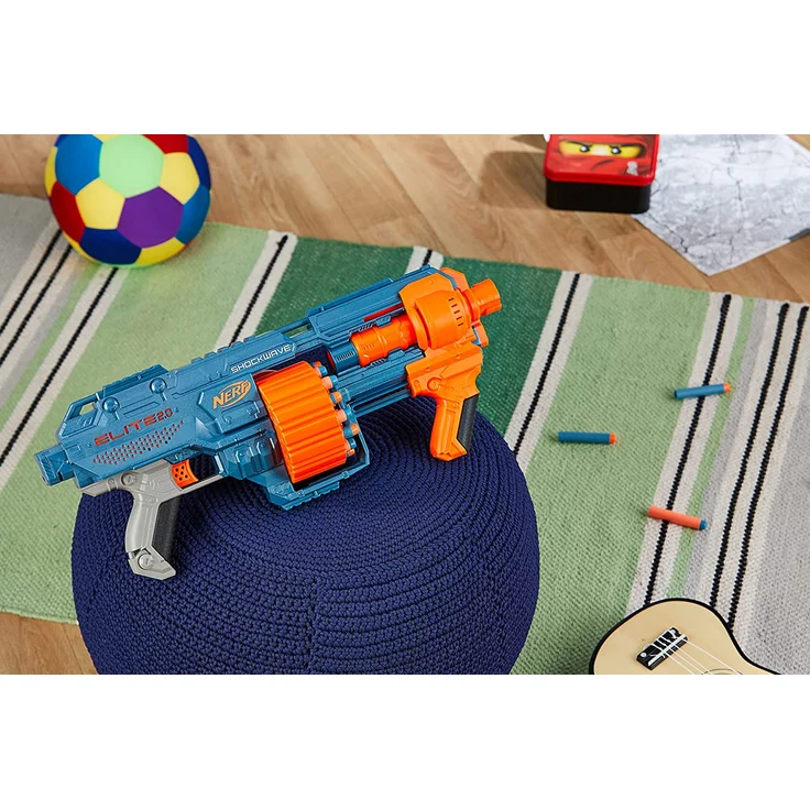 Nerf 'Elite 2.0 Shockwave RD-15' Blaster, ab 8 Jahren, Reichweite 27 m, hellblau/orange – Bild 12