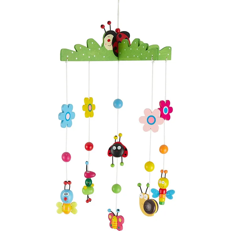 Bieco 3D Baby Mobile Ø ca. 26 cm | Edition Käferchen aus Holz | Mobile Baby Mädchen/Mobile Baby Junge | Babybett Spielzeug | Mobile Baby Holz | Geeignet Als Mobile Wickeltisch, Kinderbett, Wiege