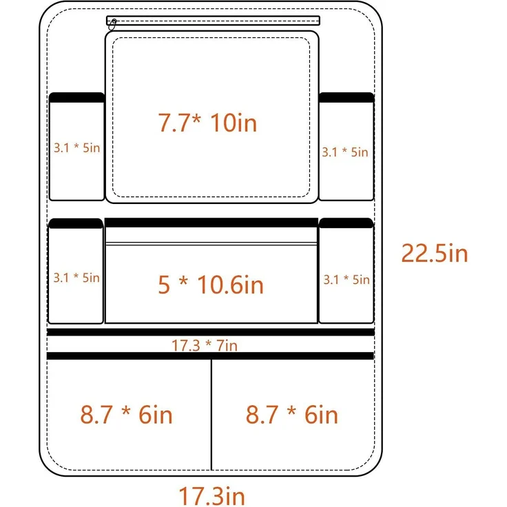 SURDOCA Autositz-Organizer – 4th Generation verbesserter Auto-Organizer Rücksitz für bis zu 10,5 iPad, 9 Taschen, Kinderspielzeug-Aufbewahrung, wasserdichter Rücksitzschutz für Kinder,Grau,1 Stück – Bild 8