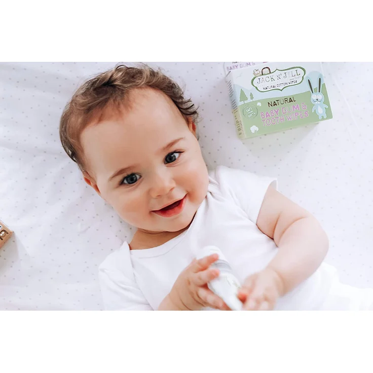 Jack N' Jill Kids Natural Baby Gum & Tooth Cotton Wipes, Steam Sterilised & Gently Textured, Cleanses Mouth & Gums Before Emergence of Teeth, Safe From Birth - 1 x 25 Pack – Bild 5