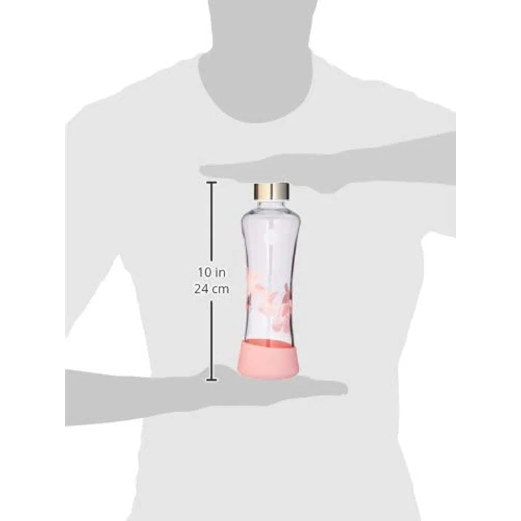 EQUA Glasflasche Magnolia 0,55l Trinkflasche aus Glas 550 ml Sportflasche mit Silikonboden Flasche mit Silikonhülle Designer Trinkflasche für unterwegs und Büro – Bild 7