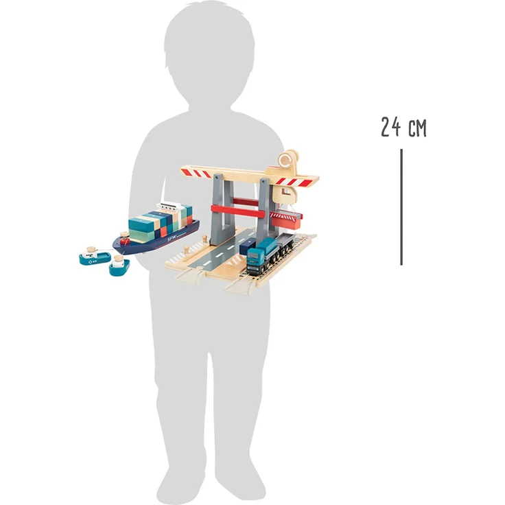 small foot 11378 Coontainerterminal aus Holz, mit beweglicher Containerbrücke und Zubehör, ab 3 Jahren – Bild 13