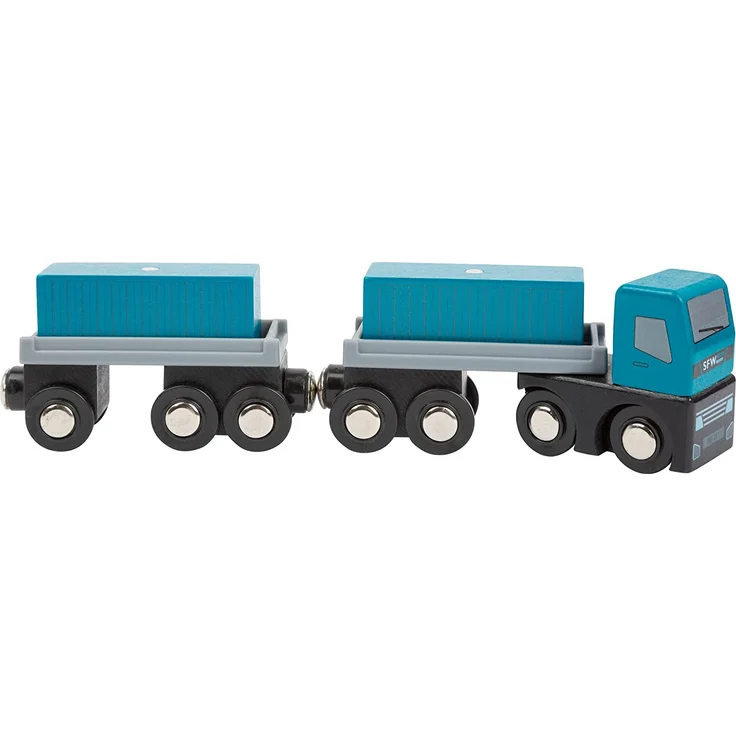 small foot 11378 Coontainerterminal aus Holz, mit beweglicher Containerbrücke und Zubehör, ab 3 Jahren – Bild 8