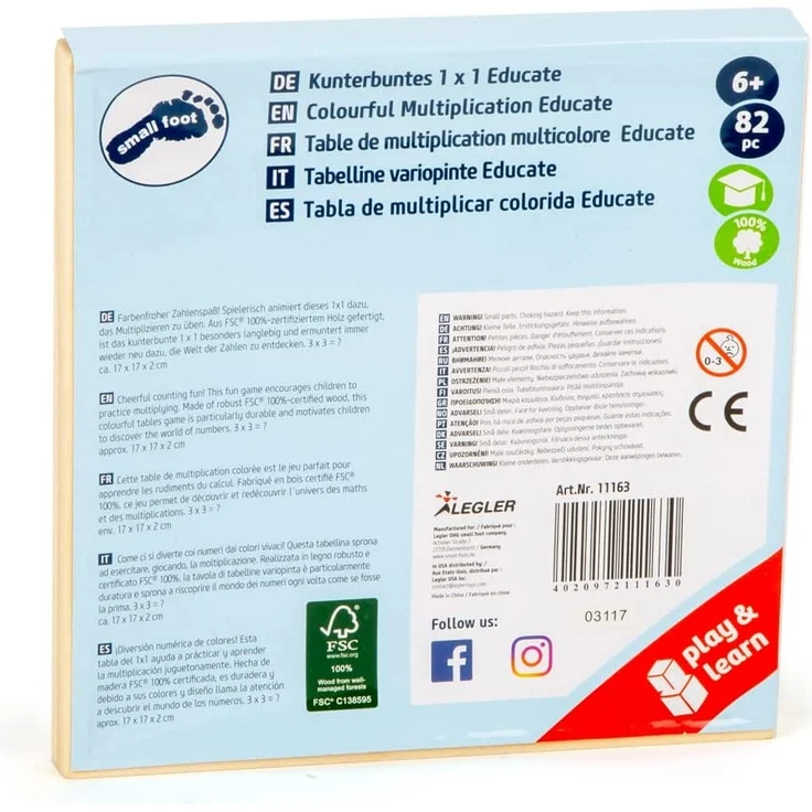 small foot 11163 Rechenbrett kleines Einmaleins Educate aus Holz, 100% FSC-Zertifiziert, Lernspielzeug Spielzeug, Mehrfarbig – Bild 7