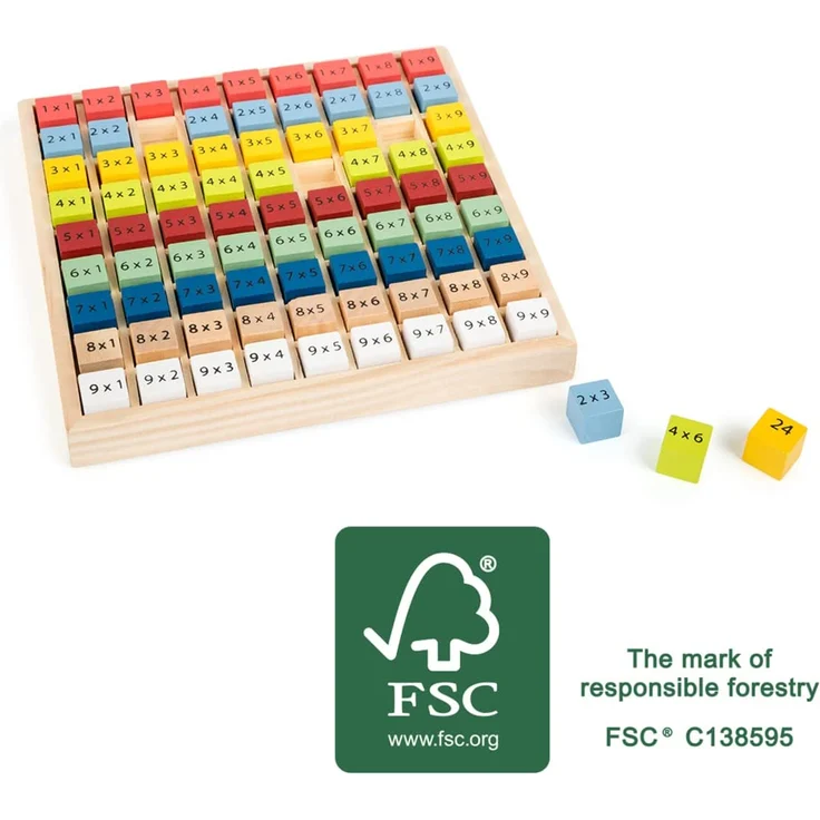 small foot 11163 Rechenbrett kleines Einmaleins Educate aus Holz, 100% FSC-Zertifiziert, Lernspielzeug Spielzeug, Mehrfarbig – Bild 9