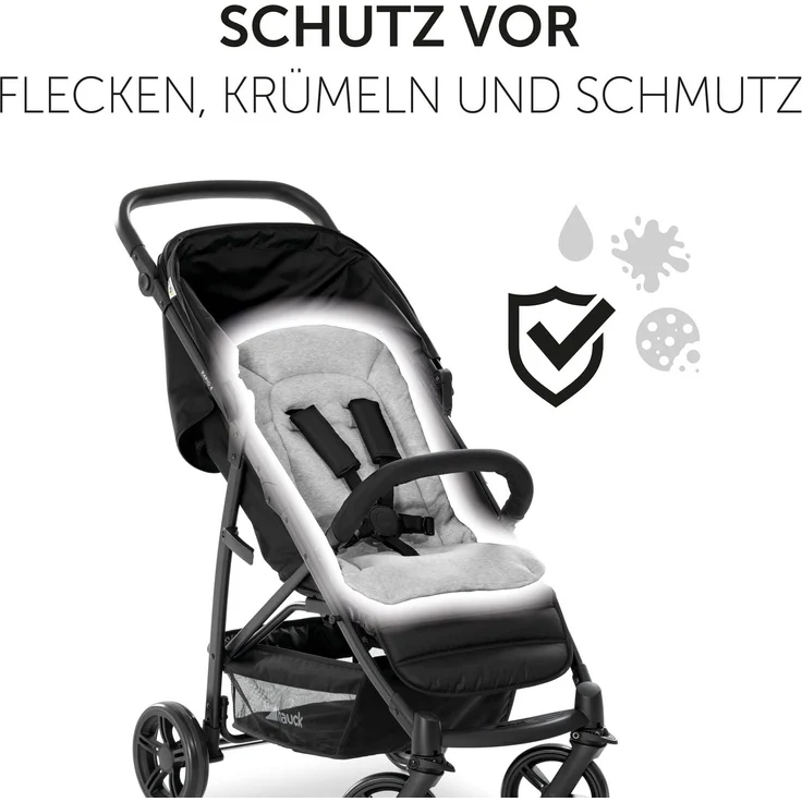 Hauck Universal Sitzauflage für Buggys, Kinderwagen, Fahrradanhänger, Baumwolle, Atmungsaktiv, Weich, Einfache Befestigung ,Sommer & Winter, Hellgrau – Bild 6