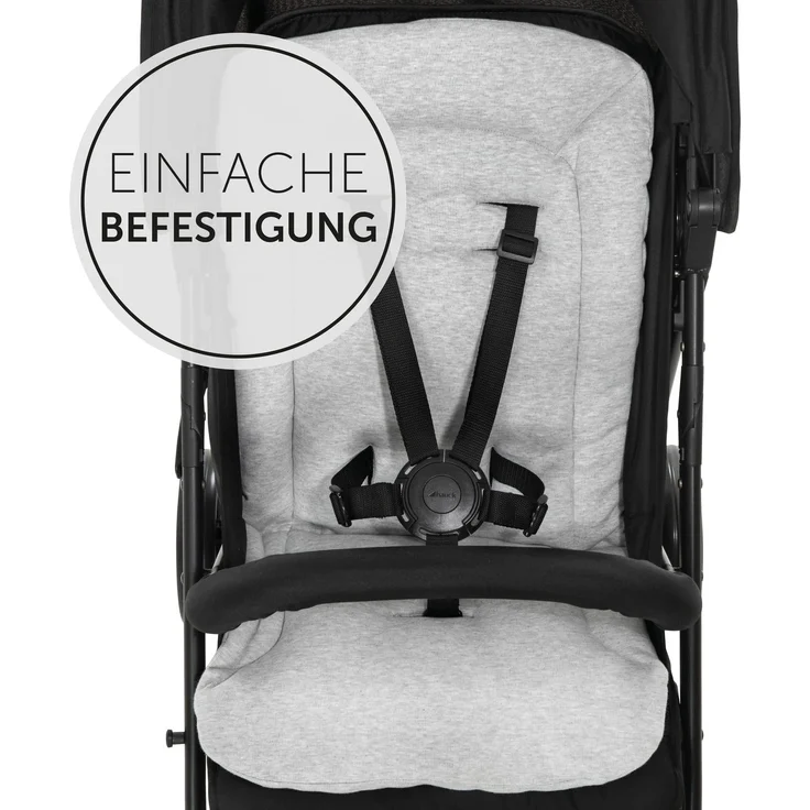 Hauck Universal Sitzauflage für Buggys, Kinderwagen, Fahrradanhänger, Baumwolle, Atmungsaktiv, Weich, Einfache Befestigung ,Sommer & Winter, Hellgrau – Bild 3
