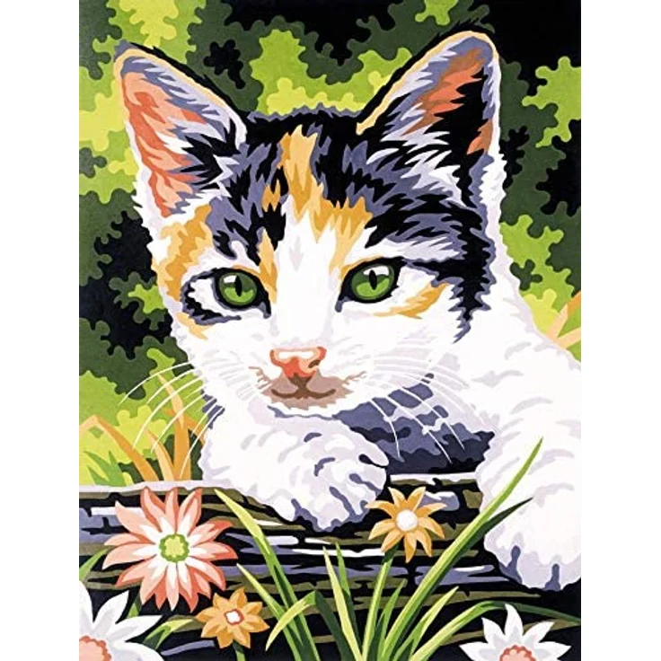 MAMMUT 105018 - Malen nach Zahlen Tiermotiv, Kätzchen, Katze, Komplettset mit bedruckter Malvorlage im A4 Format, 7 Acrylfarben und Pinsel, Malset für Kinder ab 8 Jahre – Bild 2