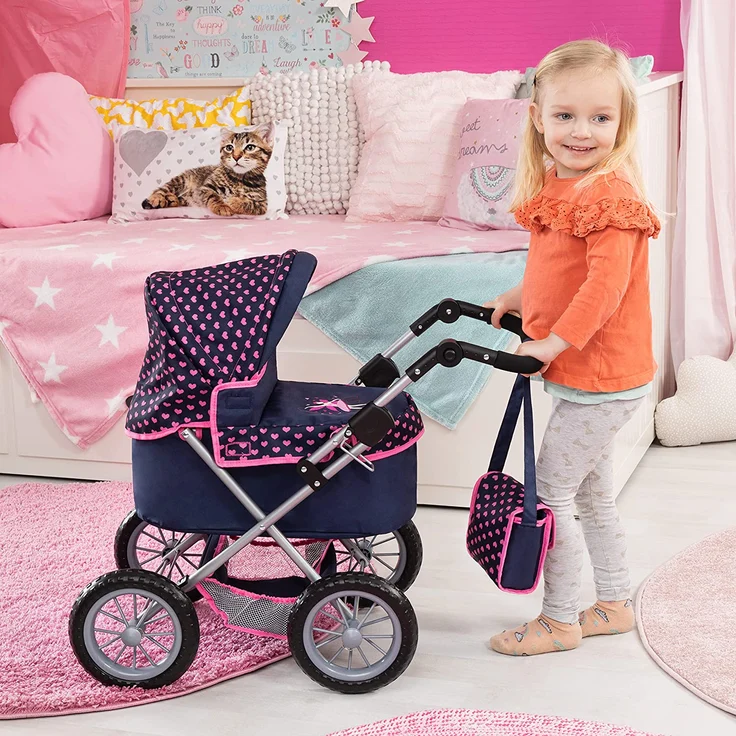 Bayer Design 13052AA 13052AA-Puppenwagen Trendy, höhenverstellbar, zusammenklappbar, Motiv: Fee, dunkelblau – Bild 5
