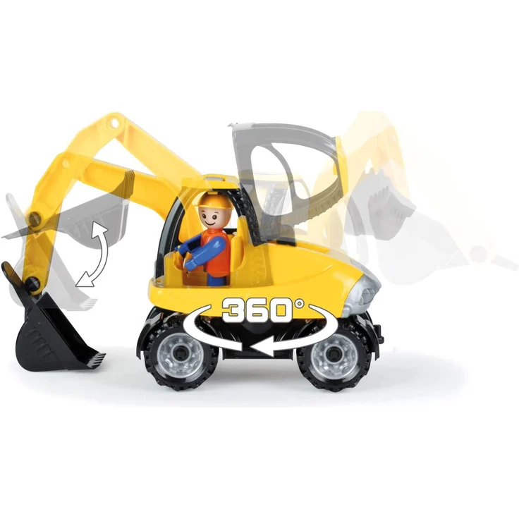 Lena 01631 Truckies Set Baustelle 23 teilig, Inhalt: Muldenkipper LKW 22 cm, Bagger ca, 25 cm, 3 Spielfiguren und 17 Verkehrsschilder & Pylone, Baufahrzeuge & Figuren für Kinder ab 2 Jahren - Preisvergleich – Bild 2