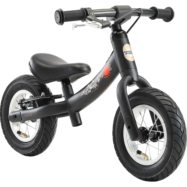 BIKESTAR '10 Zoll Sport Kinderlaufrad', ab 2 Jahren, höhenverstellbarer Sattel, drehbarer Rahmen, mit Bremse, Schwarz (matt)