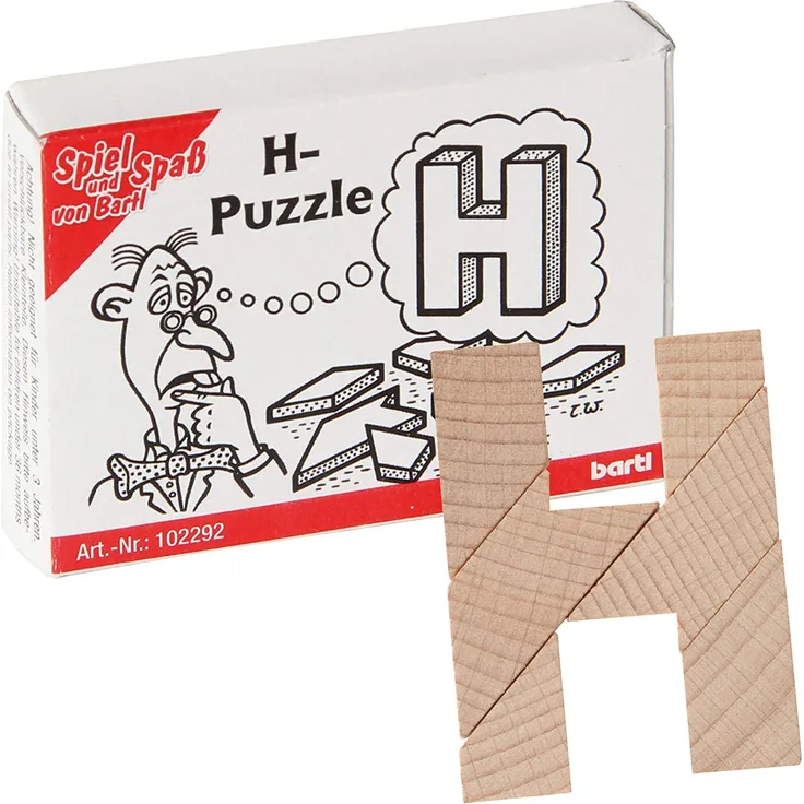 Bartl 102292 Mini-Holz-Puzzle H-Puzzle aus 6 kleinen Holzteilen