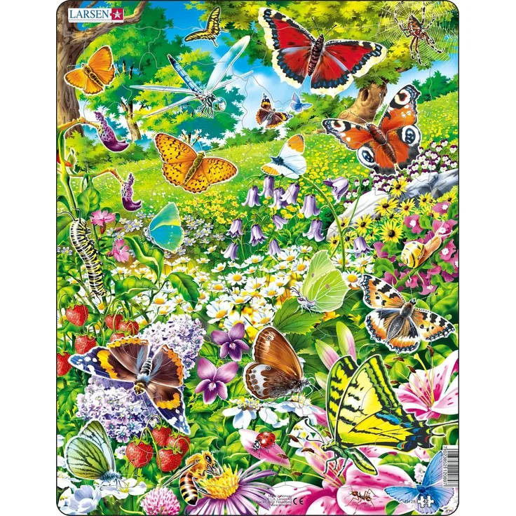 Larsen FH28 Schmetterlinge in einem schönen Blumenfeld, Rahmenpuzzle mit 42 Teilen