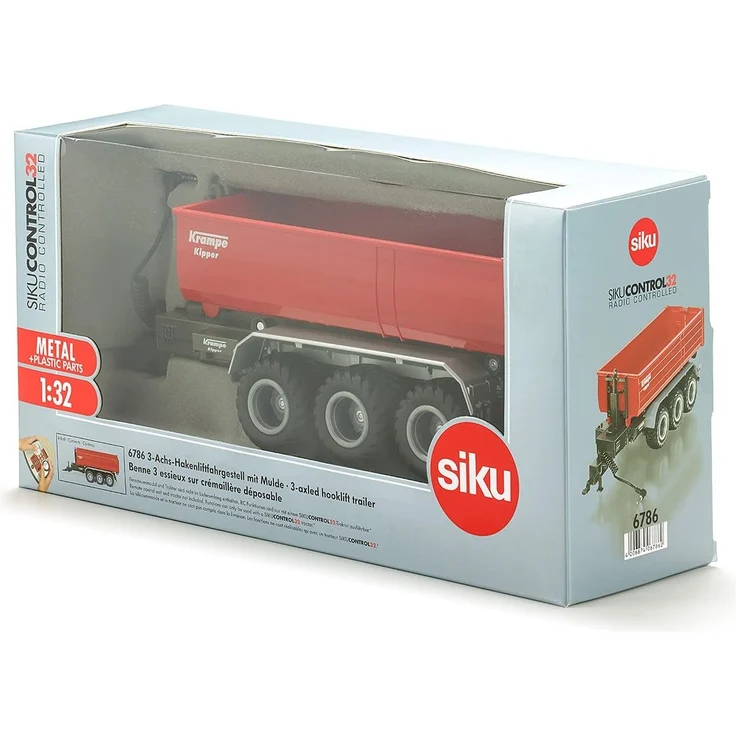Siku 6786, 3-Achs-Hakenliftfahrgestell mit Mulde, 1:32, Fernsteuerbar, Für Siku Control Fahrzeuge mit Anhängerkupplung, Metall/Kunststoff, Rot – Bild 8