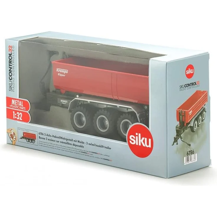 Siku 6786, 3-Achs-Hakenliftfahrgestell mit Mulde, 1:32, Fernsteuerbar, Für Siku Control Fahrzeuge mit Anhängerkupplung, Metall/Kunststoff, Rot – Bild 7