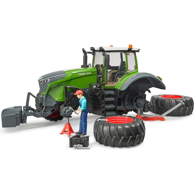 Bruder 04041 Fendt 1050 Vario mit Mechaniker und Werkstattausstattung, grün – Bild 5