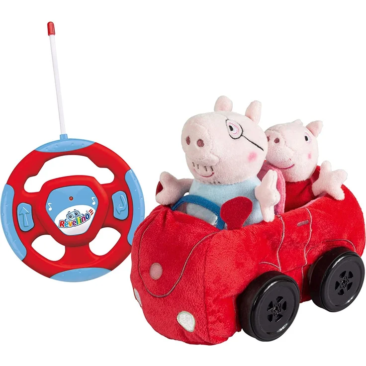 Revellino 23203 Mein erstes RC Car mit Peppa Wutz und Pappa Pig, 40MHz Fernsteuerung, für Kinder ab 2 Jahren PeppaPig ferngesteuertes Auto aus Plüsch, zum Spielen und Kuscheln, rot – Bild 2