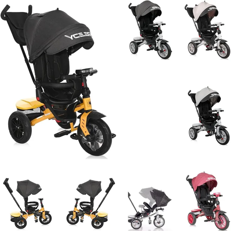 Lorelli Tricycle Speedy, Luftreifen, drehbarer Sitz, Musik, Licht, Schubstange gelb