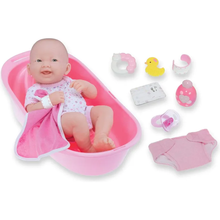 JC TOYS 18570 - Puppe Newborn+Bad, 36 cm