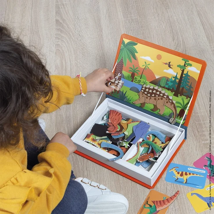 Janod J02590 Magneti'Book Dinosaurier-50-teiliges magnetisches Lernspiel-Entwicklung von Feinmotorik und Fantasie-FSC-Zertifiziert-Ab 3 Jahren – Bild 7