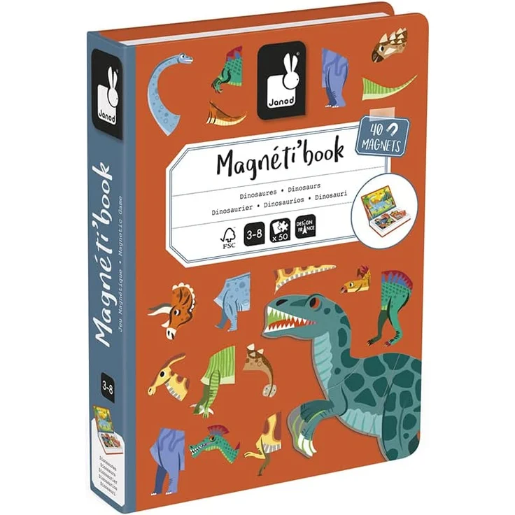 Janod J02590 Magneti'Book Dinosaurier-50-teiliges magnetisches Lernspiel-Entwicklung von Feinmotorik und Fantasie-FSC-Zertifiziert-Ab 3 Jahren – Bild 3