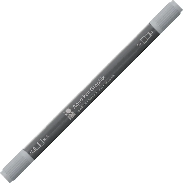 Marabu 01450003078 - Aqua Pen Graphix grau, Aquarellfilzstifte mit brillanter Farbe, wasserbasierte, lichtbeständige Pigmenttusche, mit Doppelspitze, aquarellierbar auf Aquarellpapier