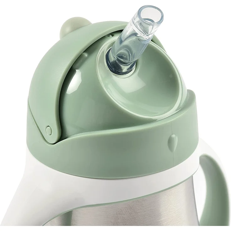Béaba - Trinklernbecher - 2 in 1 Babyflasche - Kindertasse mit Strohhalm - 100% dicht - Leicht zu öffnen - Abnehmbare Griffe -Tritan und Silikon - 250 ml - Salbeigrün – Bild 5