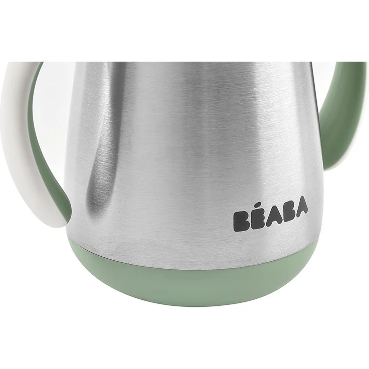 Béaba - Trinklernbecher - 2 in 1 Babyflasche - Kindertasse mit Strohhalm - 100% dicht - Leicht zu öffnen - Abnehmbare Griffe -Tritan und Silikon - 250 ml - Salbeigrün – Bild 6