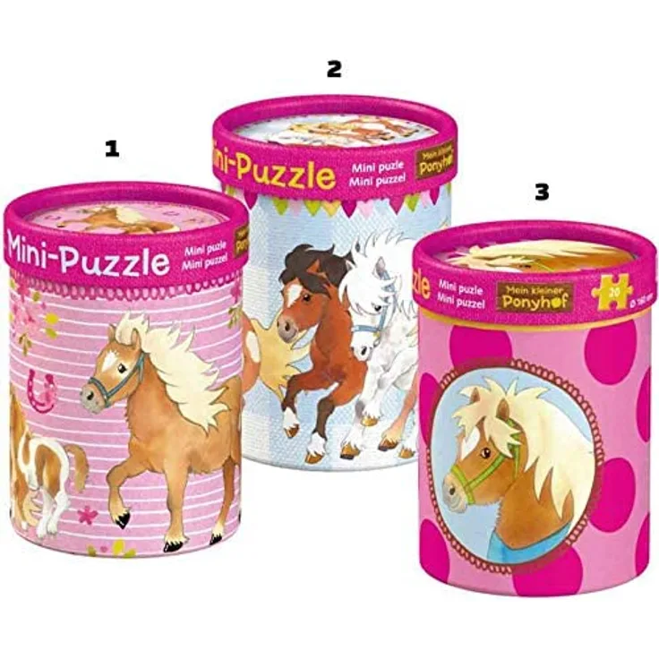 Mini-Puzzles Mein kleiner Ponyhof (20 Teile), 1 Stück, zufällige Motivauswahl