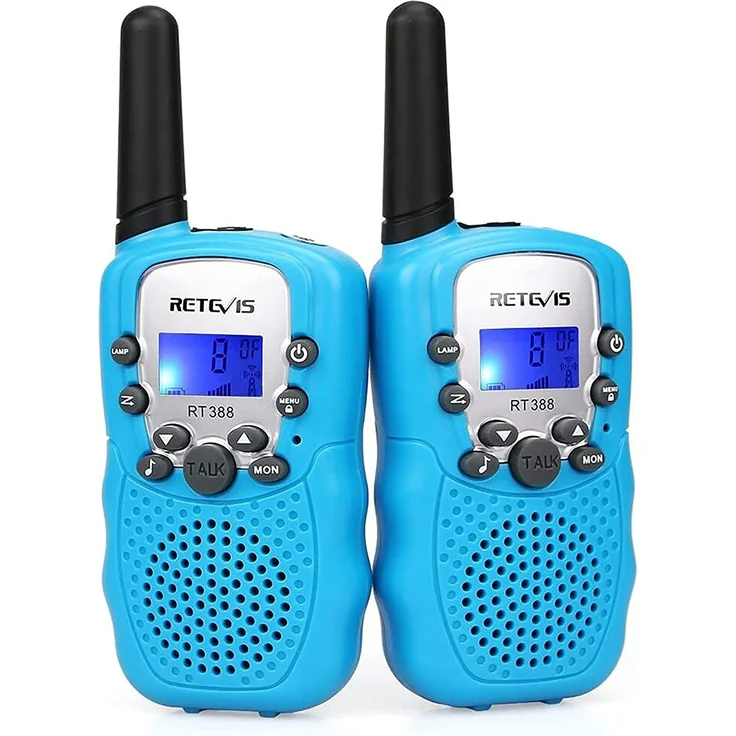 Retevis RT388 Kinder Walkie Talkie, Spielzeug mit großer Reichweite für 3-12 Jahre, 8 Kanal LCD Taschenlampe, Geschenke für Camping, Abenteuer, Wandern (1 Paar, blau) – Bild 1