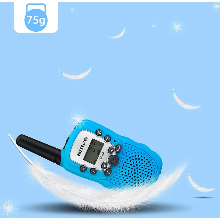 Retevis RT388 Kinder Walkie Talkie, Spielzeug mit großer Reichweite für 3-12 Jahre, 8 Kanal LCD Taschenlampe, Geschenke für Camping, Abenteuer, Wandern (1 Paar, blau) – Bild 6