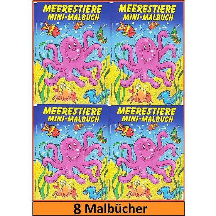 Libetui 8 Malbücher Meerestiere Kindermalbuch Meer Mini Malbuch Größe b6 17,6 x12,5cm Mitgebsel Kinderparty Hochzeit Geschenk Kindergeburtstag Hort Kita Malbuch Unterwasserwelt