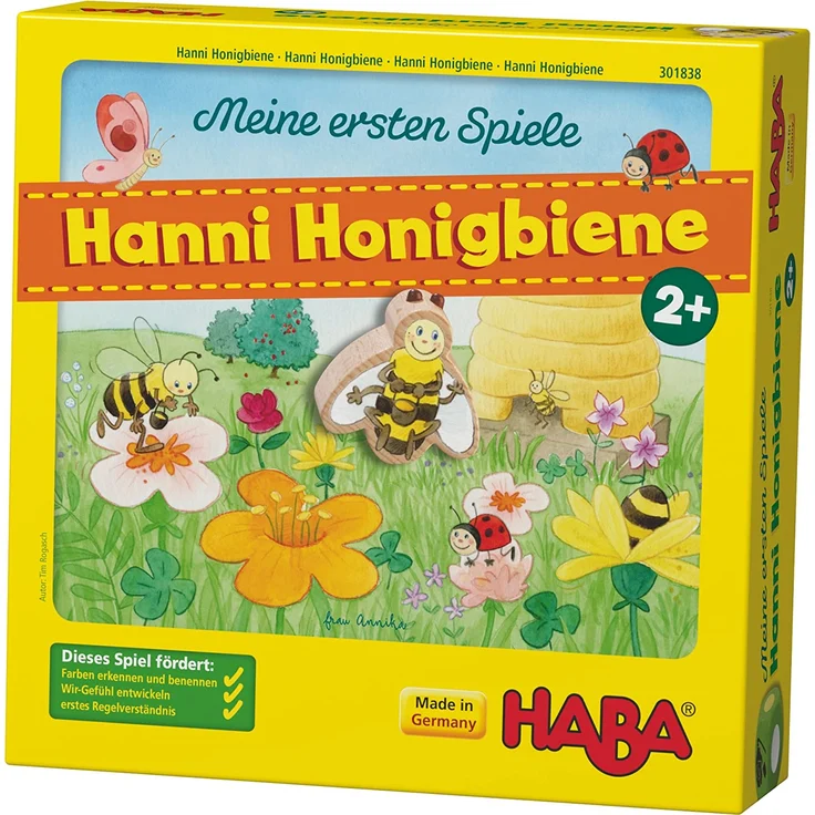 Haba 301838 - Meine ersten Spiele Hanni Honigbiene, kooperatives Farbwürfelspiel für 1-4 Spieler ab 2 Jahren, zum Farbenlernen – Bild 1