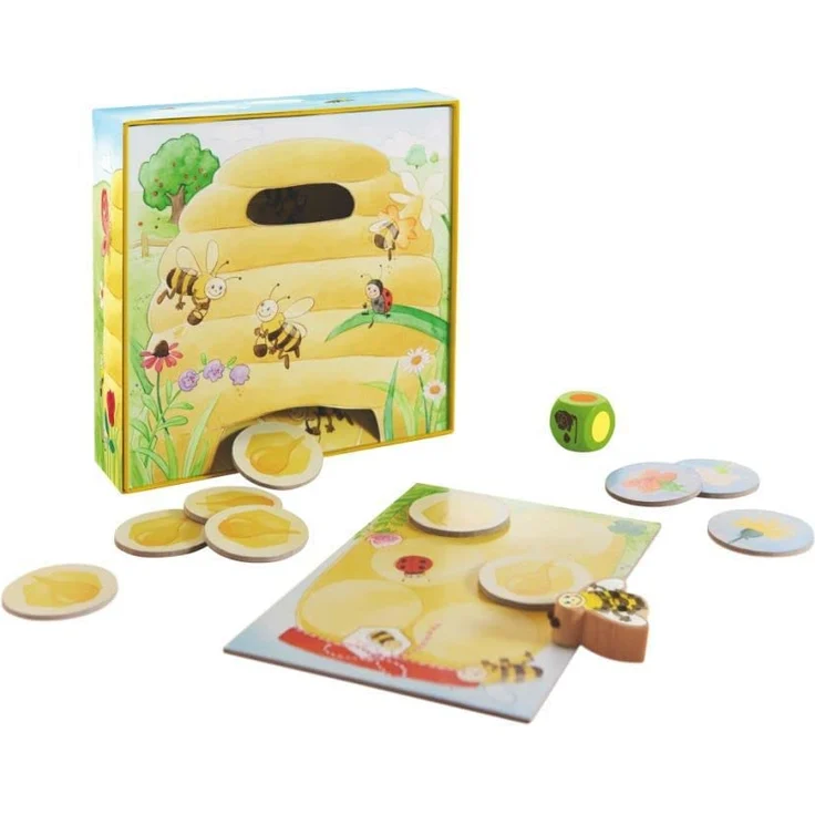 Haba 301838 - Meine ersten Spiele Hanni Honigbiene, kooperatives Farbwürfelspiel für 1-4 Spieler ab 2 Jahren, zum Farbenlernen – Bild 6