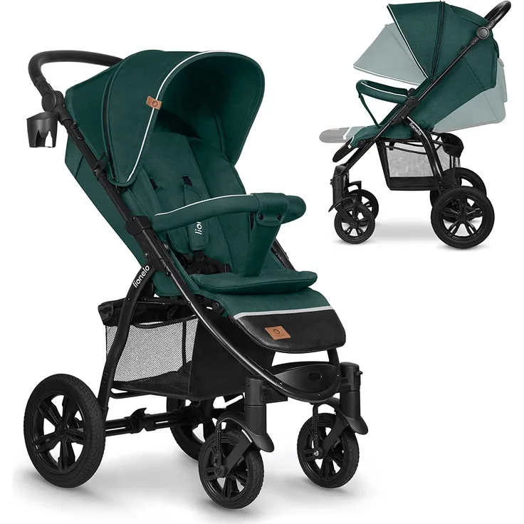 LIONELO Annet Tour Kinderwagen bis 22 kg, verstellbarer Griff, zusammenklappbar, verstellbare Rückenlehne bis zur Liegeposition, wartungsfreie Räder, XXL-Verdeck, 5-Punkt-Gurt, Einkaufskorb - Preisvergleich