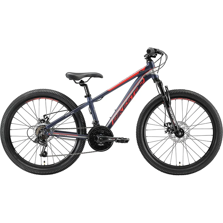 BIKESTAR Kinder Jugend Mountainbike 24 Zoll ab 9 Jahre | 21 Gang Hardtail MTB Sport Scheibenbremse Federgabel | Blau Rot - Preisvergleich – Bild 2