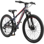BIKESTAR Kinder Jugend Mountainbike 24 Zoll ab 9 Jahre | 21 Gang Hardtail MTB Sport Scheibenbremse Federgabel | Blau Rot - Preisvergleich