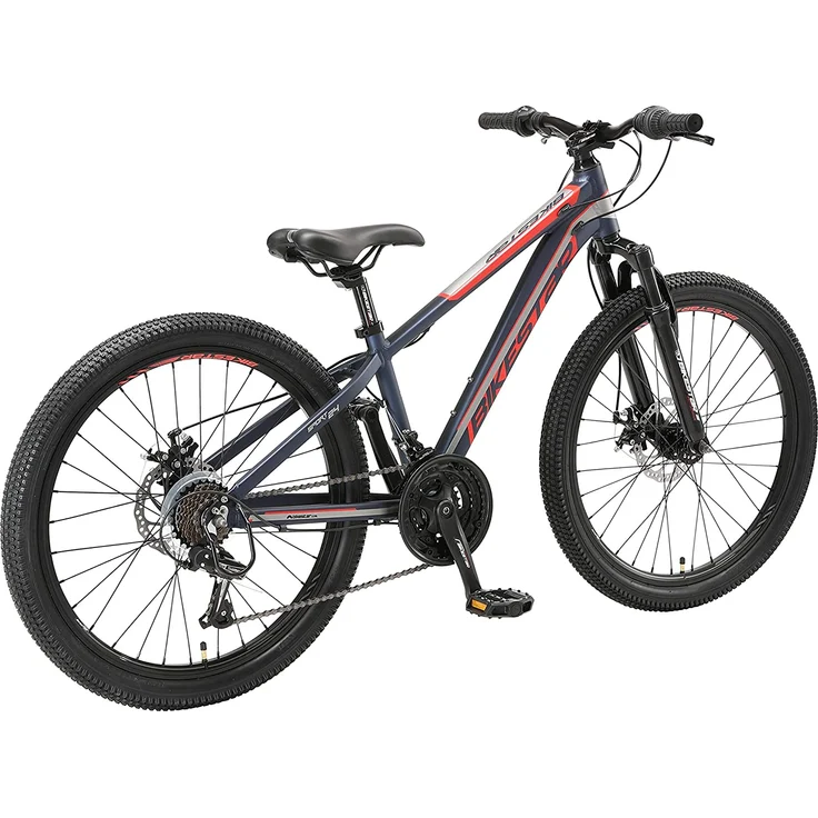 BIKESTAR Kinder Jugend Mountainbike 24 Zoll ab 9 Jahre | 21 Gang Hardtail MTB Sport Scheibenbremse Federgabel | Blau Rot - Preisvergleich – Bild 3