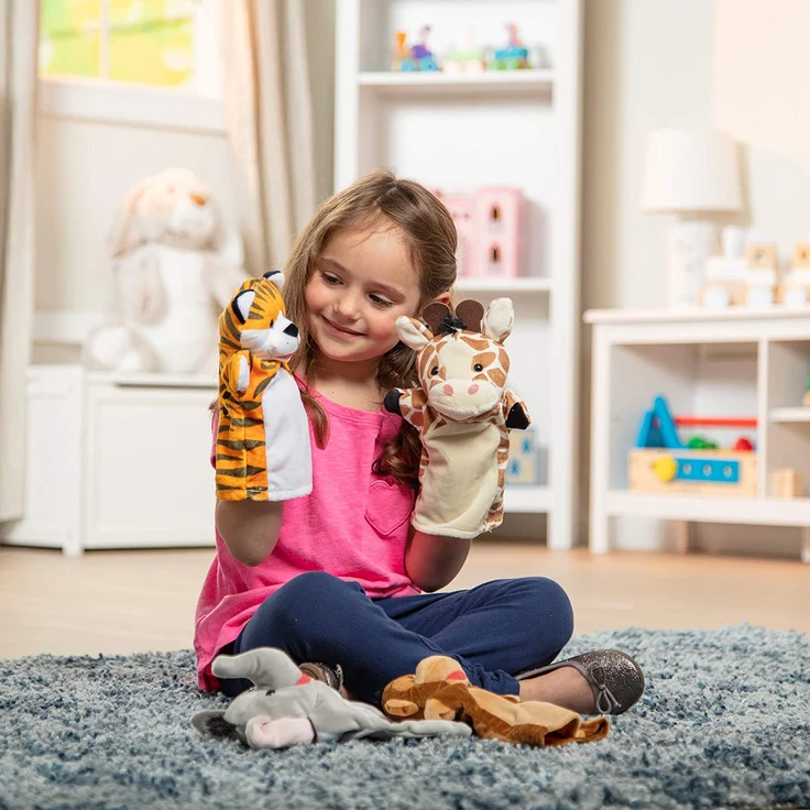 Melissa & Doug Zoo Friends Hand Puppets (Puppet Sets, Elephant, Giraffe, Tiger, and Monkey, Soft Plush Material) - Preisvergleich – Bild 2