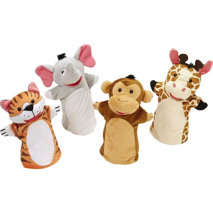 Melissa & Doug Zoo Friends Hand Puppets (Puppet Sets, Elephant, Giraffe, Tiger, and Monkey, Soft Plush Material) - Preisvergleich