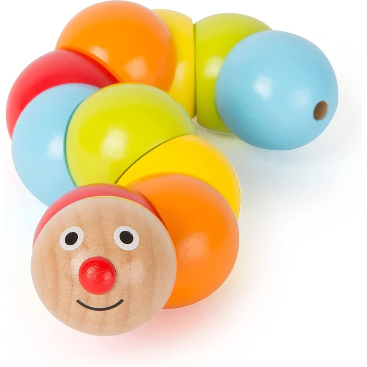 Small Foot 10644 Motorikspielzeug Raupen-Form, Bunte, drehbare Glieder zum Verdrehen, schult die Feinmotorik und die Konzentration – Bild 2