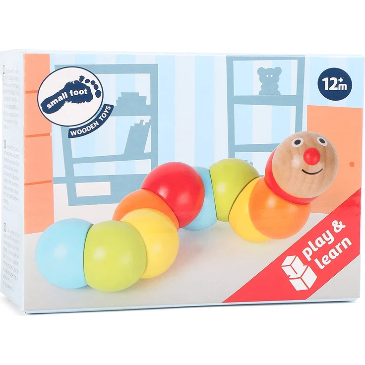 Small Foot 10644 Motorikspielzeug Raupen-Form, Bunte, drehbare Glieder zum Verdrehen, schult die Feinmotorik und die Konzentration – Bild 4