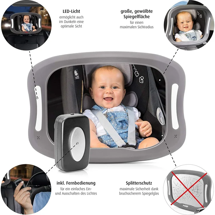 BabyView LED Auto-Sicherheitsspiegel mit Licht - Preisvergleich – Bild 2