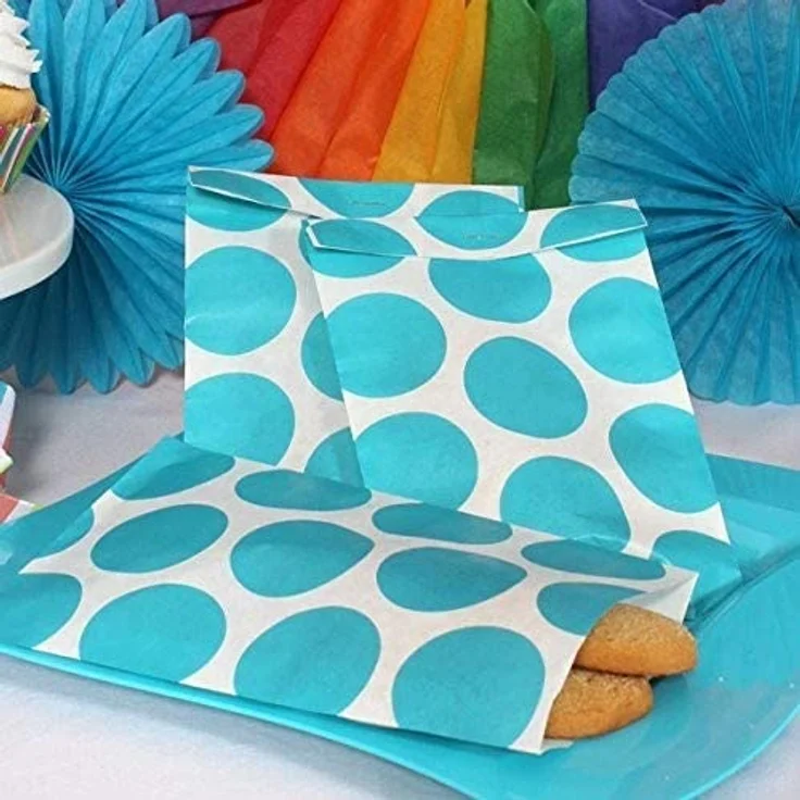 papiertüten Punkte 10 Stück 11,3 x 17,7 cm himmelblau – Bild 3