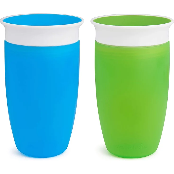 Munchkin Miracle 360ᵒ Trinkbecher, auslaufsicher, ab 12 Monaten, blau/grün, 296 ml (2er Pack) – Bild 1