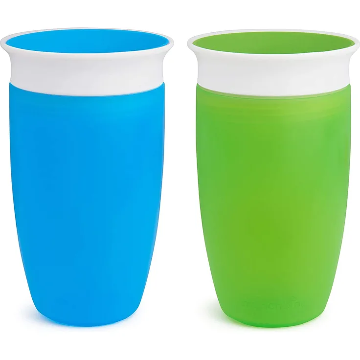 Munchkin Miracle 360ᵒ Trinkbecher, auslaufsicher, ab 12 Monaten, blau/grün, 296 ml (2er Pack)