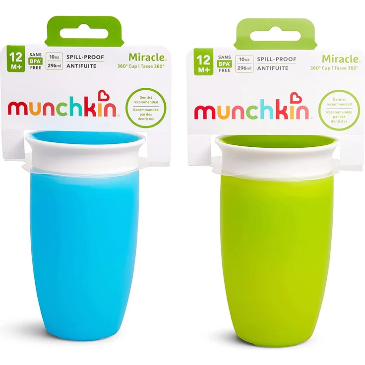 Munchkin Miracle 360ᵒ Trinkbecher, auslaufsicher, ab 12 Monaten, blau/grün, 296 ml (2er Pack) – Bild 6