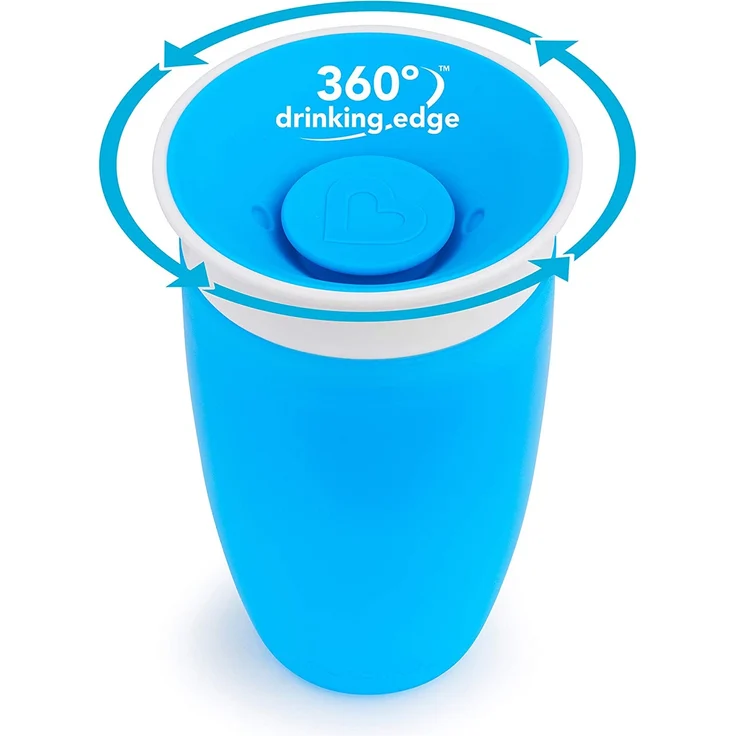 Munchkin Miracle 360ᵒ Trinkbecher, auslaufsicher, ab 12 Monaten, blau/grün, 296 ml (2er Pack) – Bild 2